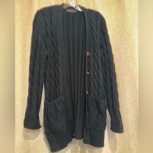 Women’s Black Cable Knit Cardigan Sweater